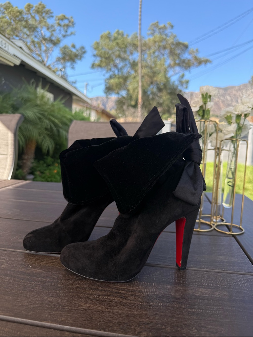 Christian Louboutin Kristofa 100 Black Suede Ankle Boots Size 37 - Picture 3 of 9